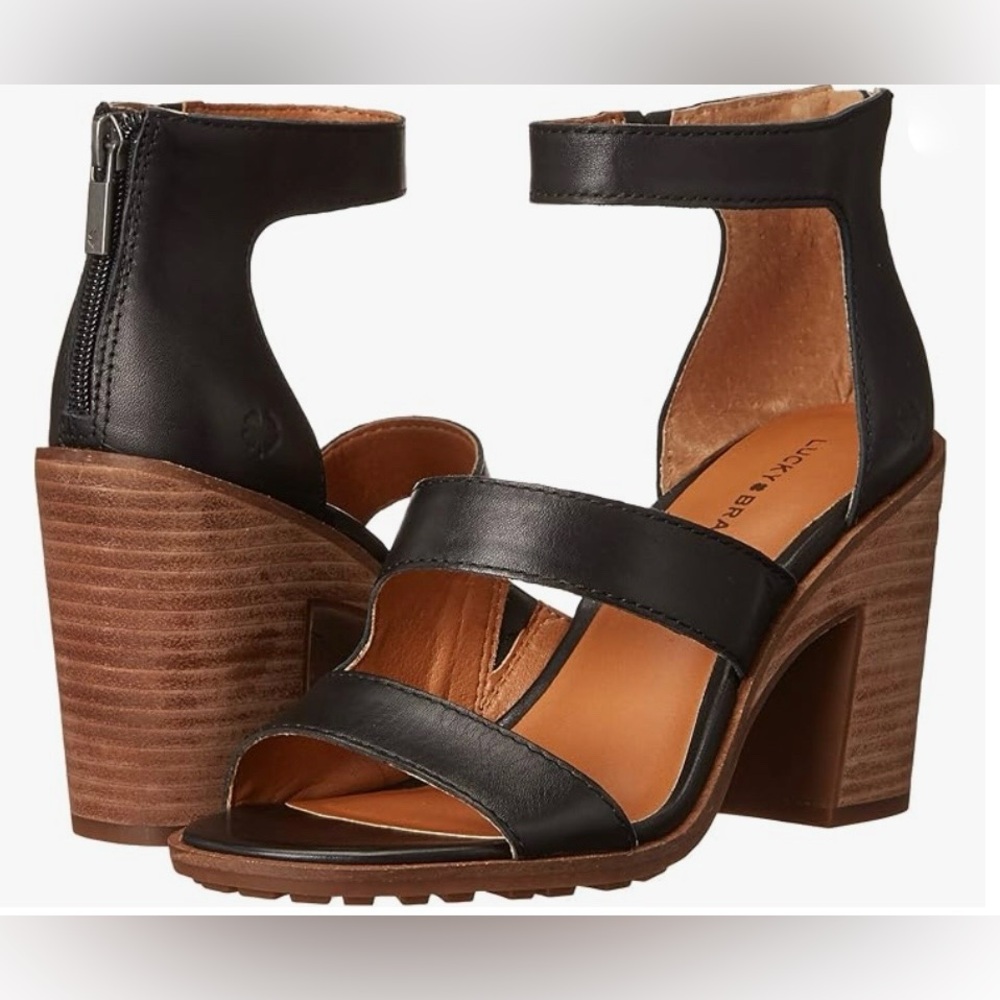 Lucky Brand Women's Valka Ankle Strap Block Heel Sandal SZ 9